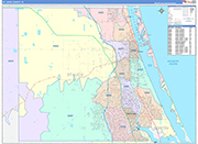 St. Lucie County Wall Map Color Cast Style